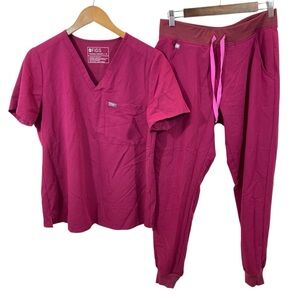 Figs Pink Medical Scrub Set with Jogger Pants